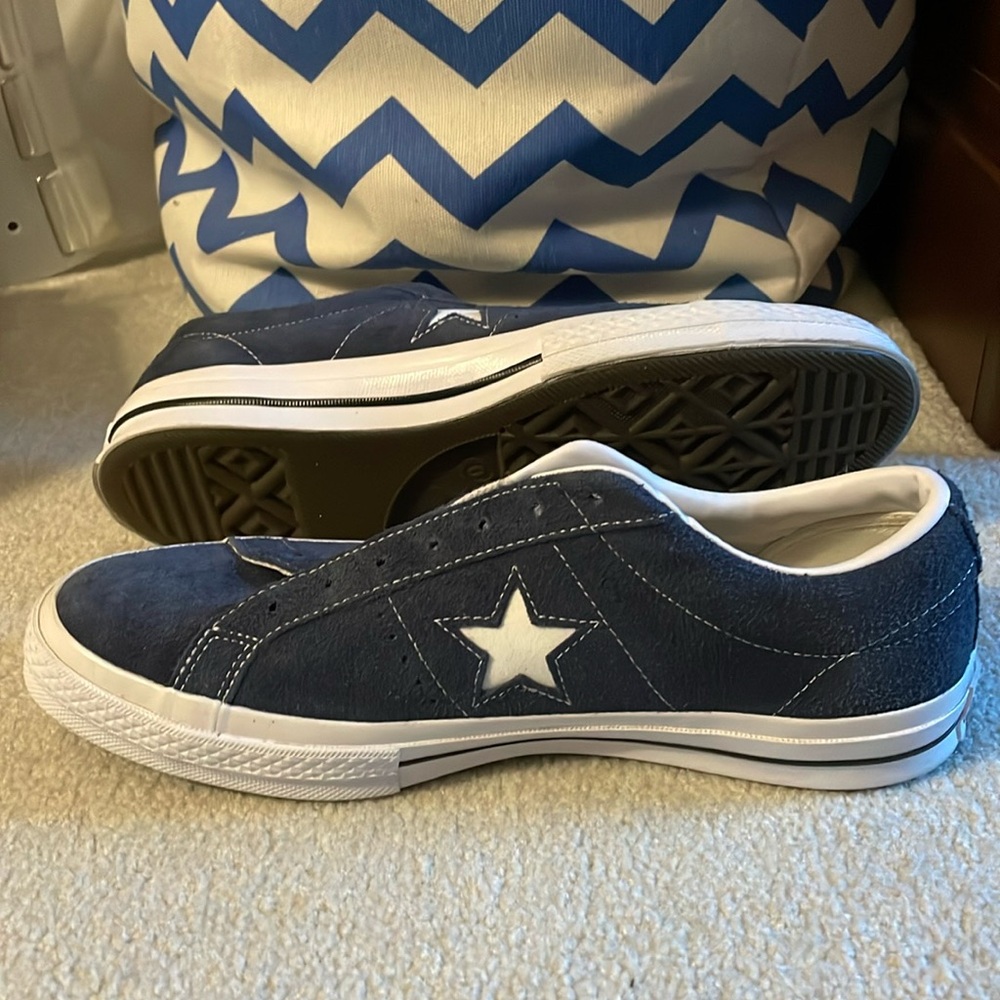 NEW CONVERSE ONE STAR PRO OX, NAVY & WHITE. Unisex: Men 10.5, Women 12.5